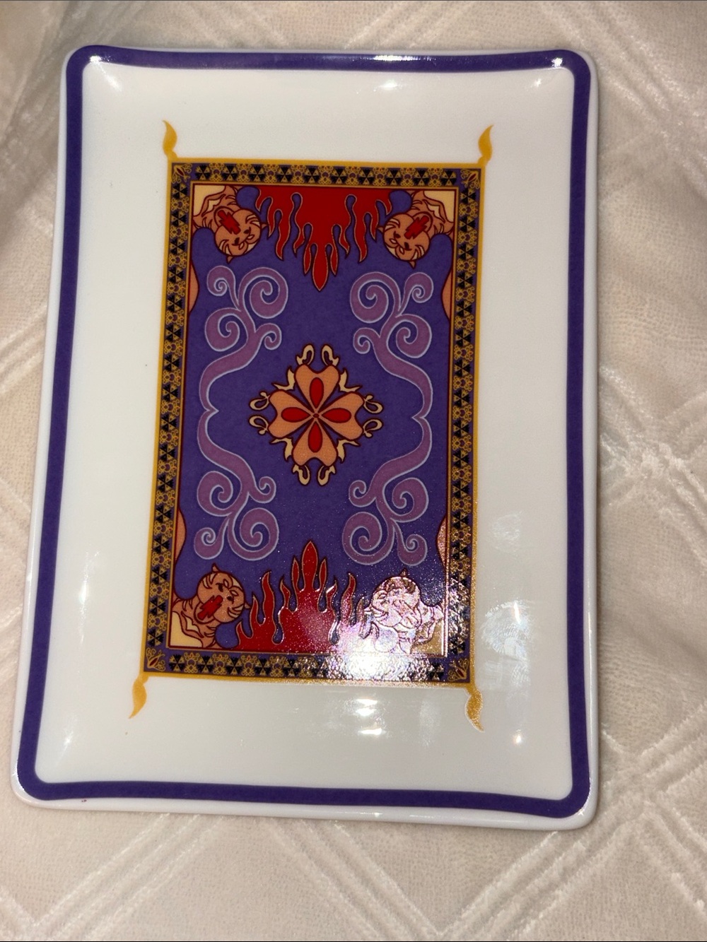 Disney Aladdin Decorative Ceramic Carpet Trinket Dish with Purple Center Panel